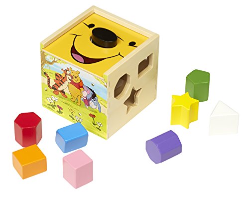 Product Cover Melissa & Doug Disney Baby Winnie the Pooh Wooden Shape Sorting Cube - Educational Toy With 9 Shapes