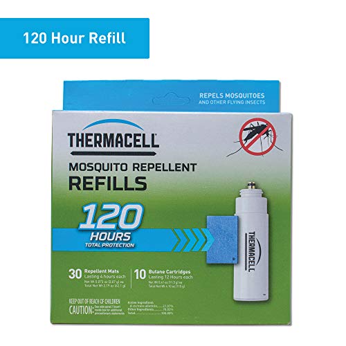 Product Cover Thermacell Mosquito Repellent Refills; Provide 120 Hours of Protection; Contain 30 Repellent Mats, 10 Fuel Cartridges; Compatible with Any Fuel-Powered Thermacell Mosquito Repeller Product; Scent Free