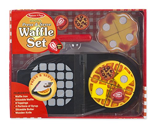 Product Cover Melissa & Doug Press and Serve Wooden Waffle Set (23 pcs) - Play Food and Kitchen Accessories