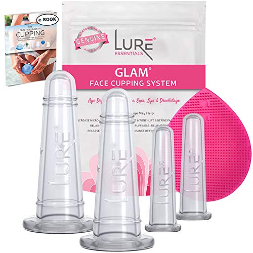 Product Cover Lure Glam Facial Cupping Set - Face and Eye Cupping Massage Kit with Silicone Cleansing Brush for Instantly Ageless Skin, Works for Fine Lines & Wrinkles, Improves Collagen