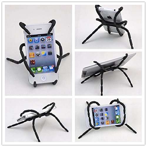 Product Cover Universal Multi-function Portable Spider Flexible Grip Smart Phones GPS Car Bicycle Bike Desk Plane Cup Book Support Cell Mobile Phone Holder hanging Mount and Stand for iPod iPhone 4/4S/5/5S/6 Samsung Galaxy Andriod MP4 (Black)