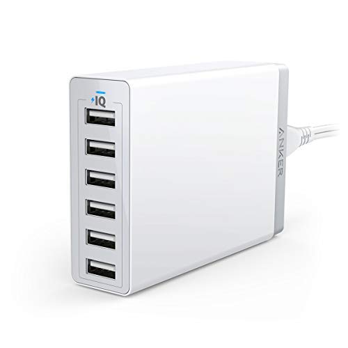 Product Cover Anker 60W 6-Port USB Wall Charger, PowerPort 6 for iPhone XS / XS Max / XR / X / 8 / 7 / 6 / Plus, iPad Pro / Air 2 / mini/ iPod, Galaxy S7 / S6 / Edge / Plus, Note 5 / 4, LG, Nexus, HTC and More