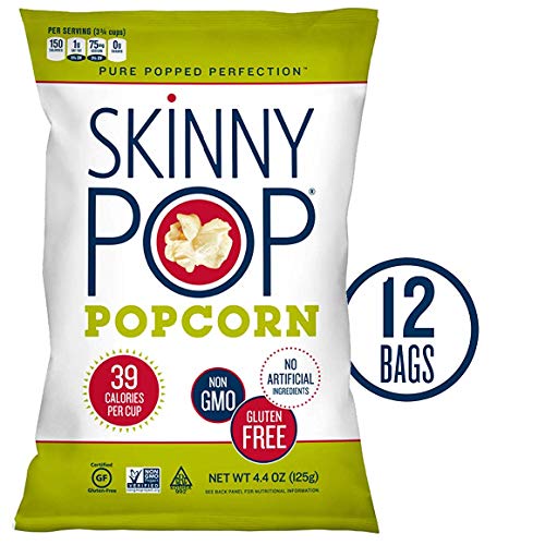 Product Cover SkinnyPop Original Popped Popcorn, Individual Bags, Healthy Snacks, Gluten Free Popcorn, Non-GMO, 4.4oz(Pack of 12)