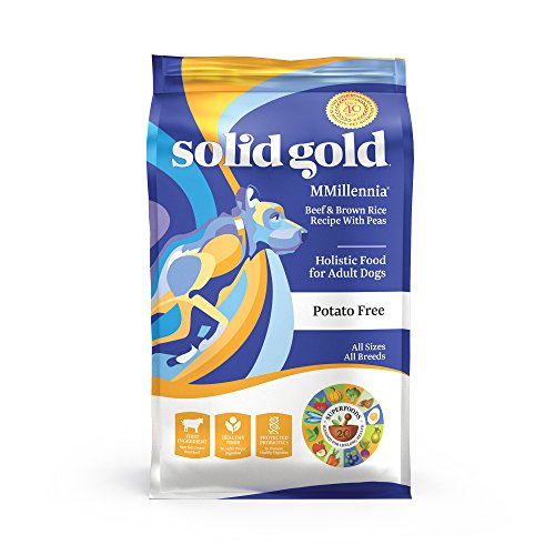 Product Cover Solid Gold MMillennia Holistic Dry Dog Food, Beef & Brown Rice with Peas, Moderately Active Adult Dogs, All Sizes, 28lb Bag