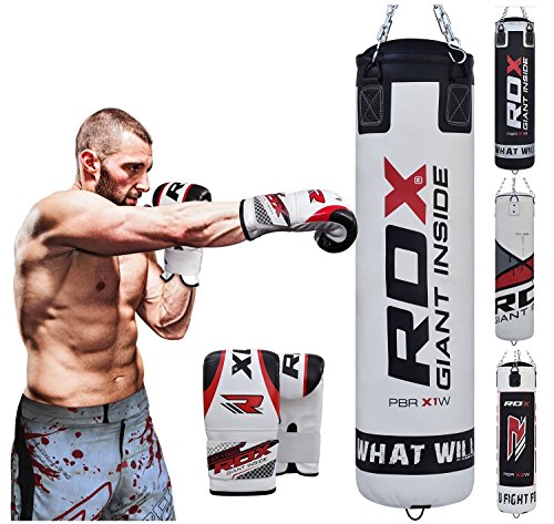 Product Cover RDX Punching Bag UNFILLED Set Kick Boxing Heavy MMA Training with Gloves Punching Mitts Hanging Chain Muay Thai Martial Arts 4FT 5FT
