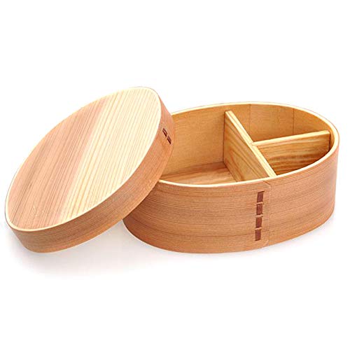 Product Cover Miraclekoo Wooden Lunch Box Bento Box with Internal Separator Cryptomeria Wood Food Container