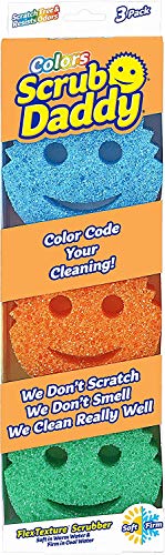Product Cover Scrub Daddy Colors Sponge Set - FlexTexture Sponge, Soft in Warm Water, Firm in Cold, Deep Cleaning, Dishwasher Safe, Multi-use, Scratch Free, Odor Resistant, Functional, Ergonomic, 3ct