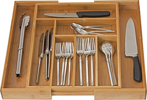 Product Cover Home-it Expandable use for, Utensil Flatware Dividers-Kitchen Drawer Organizer-Cutlery Holder, Bamboo