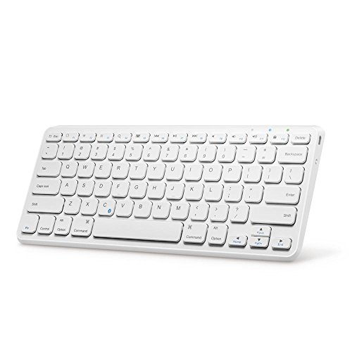 Product Cover Anker Ultra Compact Slim Profile Wireless Bluetooth Keyboard for iOS, Android, Windows and Mac with Rechargeable 6-Month Battery (White)