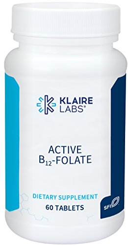 Product Cover Klaire Labs Active B12-Folate Lozenges - High Potency Methylcobalamin and Metafolin Folate L-5-MTHF Vitamin Melts (60 Dissolvable Tablets)