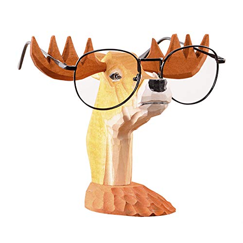 Product Cover Best-mall Creative Wood Hand Carved Eyeglass Holder-Hold most style of eyewears-Great Gift For Anyone (Deer)