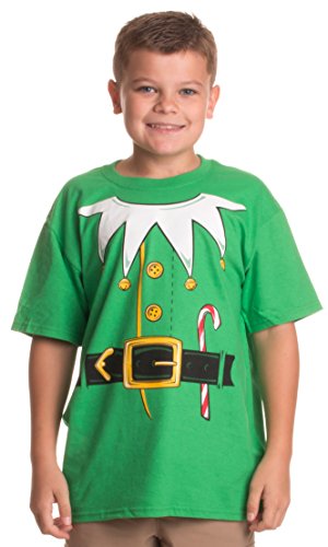 Product Cover Santa's Elf Costume | Jumbo Print Novelty Christmas Holiday Humor Youth T-Shirt-Youth,M Green