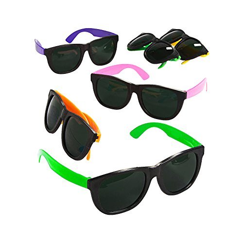 Product Cover Adorox 12 Pack 80's Style Neon Party Sunglasses Children's Kids Colorful Toy Party Favor Set Birthday Aviators