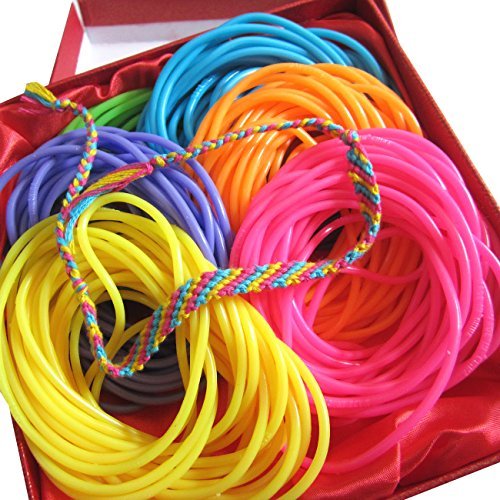 Product Cover Adorox 144 Bracelets Neon Jelly Bracelets Rainbow Colors Party Favors Birthday Gifts Prizes Assorted (Assorted (144 Bracelets))
