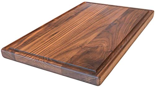 Product Cover Large Walnut Wood Cutting Board by Virginia Boys Kitchens - 17x11 American Hardwood Chopping and Carving Countertop Block with Juice Drip Groove