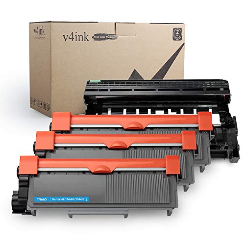Product Cover V4INK Compatible Toner Cartridge and Drum Unit Set Replacement for Brother TN660 TN630 DR630 (1 Drum + 3 Toner),for HL-L2340DW L2380DW HL-L2300D L2320D MFC-L2700DW L2740DW L2720DW DCP-L2540DW