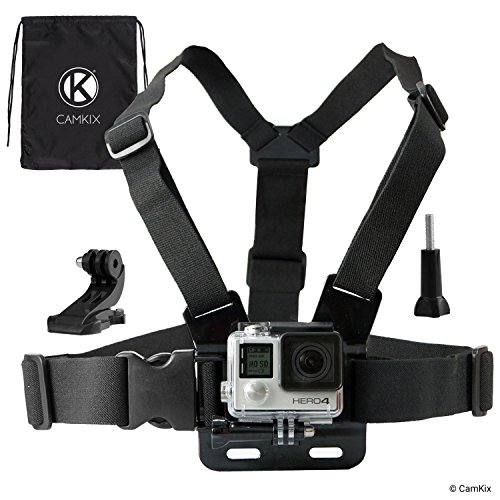 Product Cover CamKix Chest Mount Harness compatible with Gopro Hero 7, 6, 5, 4, Session, Black, Silver, Hero+ LCD, 3+, 3, 2, 1 - Fully Adjustable Chest Strap - Also Includes J-Hook / Thumbscrew / Storage Bag