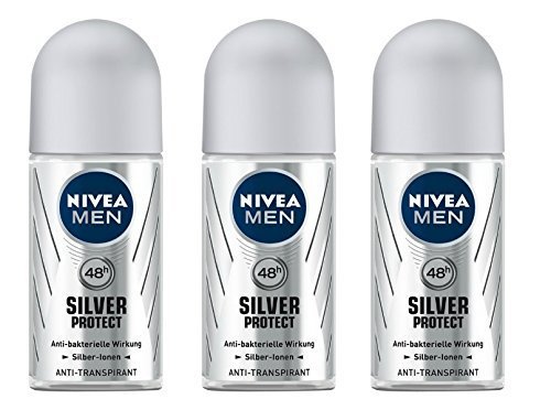 Product Cover Nivea for Men Deodorant Roll On 1.69 oz (Silver Protect) (Set of 3)