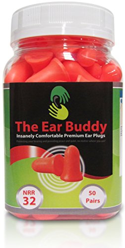 Product Cover The Ear Buddy Premium Soft Foam Ear Plugs, Best Noise Cancelling Earplugs For Sleeping, Hearing Protection For Concerts, Work, Shooting & Travel, Noise Reduction Rating 32 Decibels, 50 Pairs