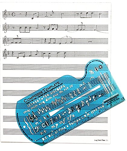 Product Cover Song Writer's Composing Template Stencil for Music Notes & Symbols with Manuscript Staff Paper Tablet