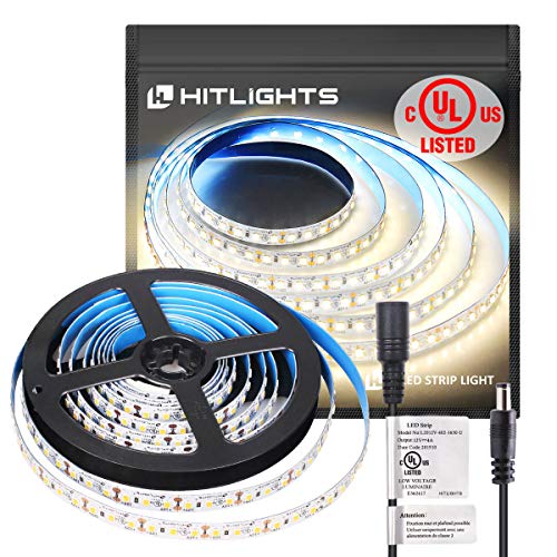 Product Cover HitLights Neutral White LED Light Strip, Premium 2835-10 Feet, 360 LEDs, 4000K, 1590Lumens /m 4.6 Watt/Foot. UL-Listed. 12V DC Tape Light