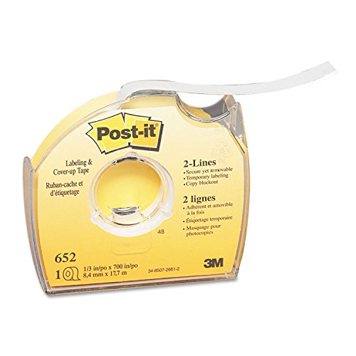 Product Cover Post-it 652 Cover Up and Labeling Tape, 2 Line Roll, 1/3-Inch x700-Inch, White