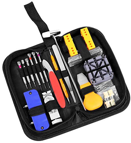 Product Cover Ohuhu 156 PCS Watch Repair Tool Kit, Case Opener Spring Bar Watch Band Link Tool Set With Carrying Bag, Replace Watch Battery Helper Multifunctional Tools With User Manual For Beginner