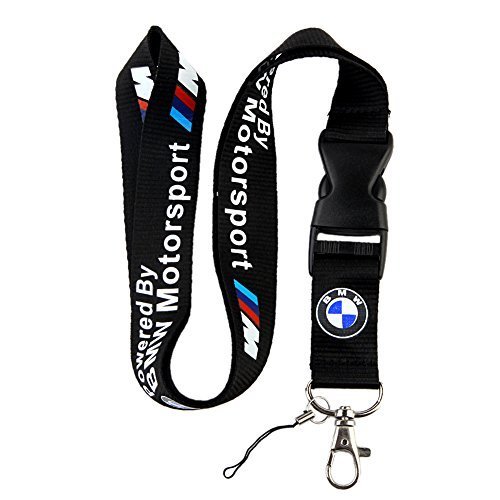 Product Cover BMW Motosport Logo Keychain Key Chain Black Lanyard Clip with Webbing Strap Quick Release Buckle
