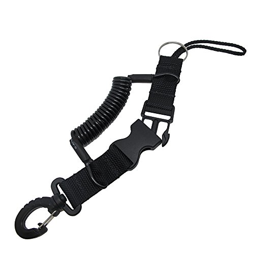 Product Cover Scuba Choice Diving Dive Black Snappy Coil Camera Lanyard Clip and QB Buckles, 1.3m Coil