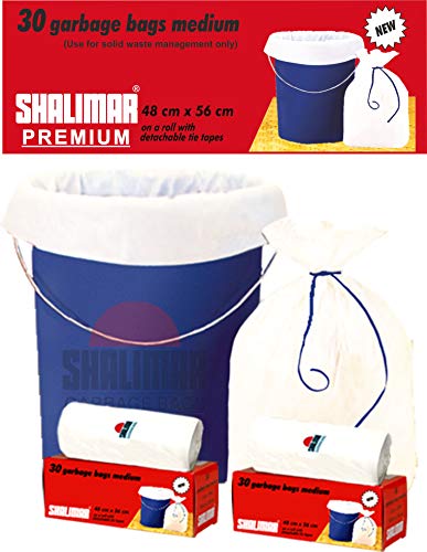 Product Cover Shalimar Premium Garbage Bags (Medium) Size 48 cm x 56 cm 6 Rolls (180 Bags) ( White Colour )