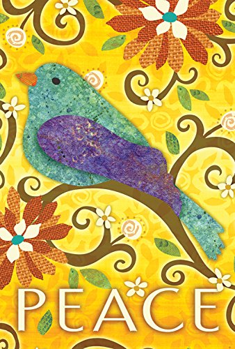 Product Cover Toland Home Garden Bird of Peace 12.5 x 18 Inch Decorative Colorful Cut Out Yellow Flower Garden Flag