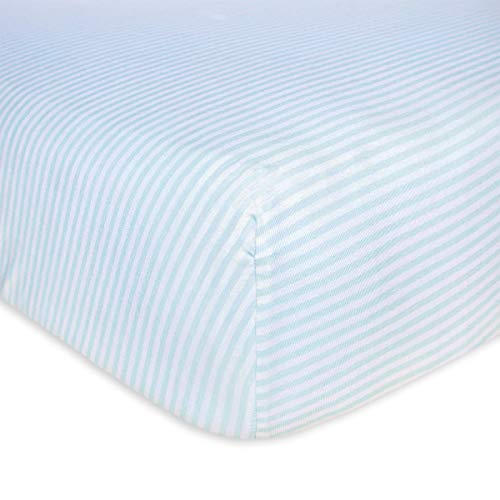 Product Cover Burt's Bees Baby - Fitted Crib Sheet, Boys & Unisex 100% Organic Cotton Crib Sheet For Standard Crib and Toddler Mattresses (Sky Blue Thin Stripes)