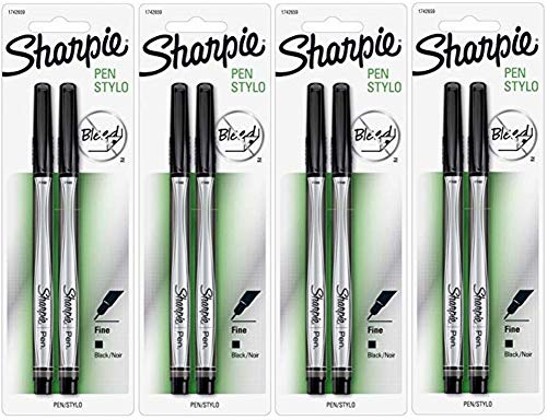 Product Cover Sharpie 1742659 Fine Point Pens, Blister of 2 Pens, 4 Blisters, Total 8 Pens, Black Quick-drying Ink