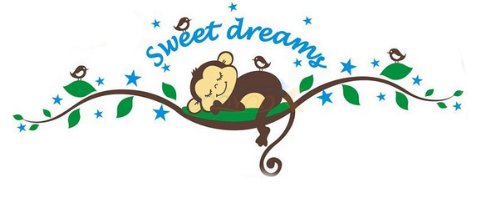 Product Cover Sweet Dream Sleepy Little Monkey Rest on Tree Vine Monkey Wall Decal Nursery Wall Decal