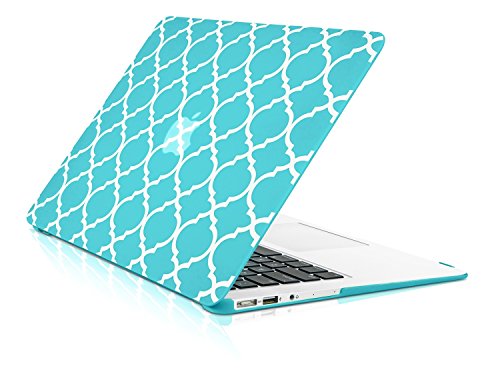 Product Cover TopCase Quatrefoil/Moroccan Trellis Hot Blue/Turquoise Ultra Slim Light Weight Rubberized Hard Case Cover for MacBook Air 13
