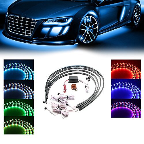 Product Cover Xprite 7 Color New Version 5050 SMD High Intensity LED Car Underglow Underbody System Neon Strip Lights Kit 48