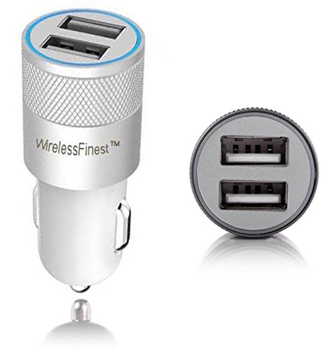 Product Cover Dual Port 3.1A USB Car Charger Adapter for Apple iPhone 7/7Plus/6S/6SPlus/6/6Plus/5s/5c/5/4s/4, Apple iPad Pro/4/3/2/Mini/Air/2, Apple iPod, Samsung Galaxy S6/S5/S4/ S3/Tab 4 Smartphone (White)