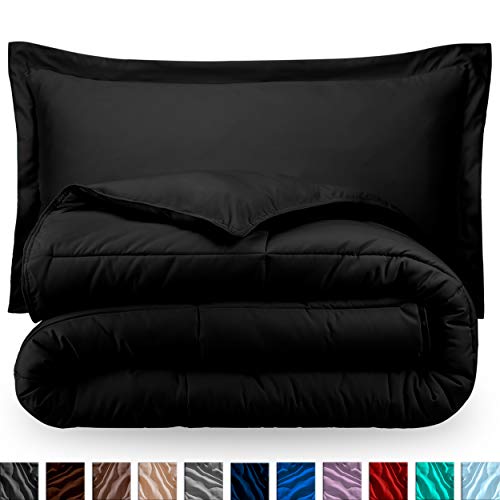 Product Cover Bare Home Kids Comforter Set - Twin/Twin Extra Long - Goose Down Alternative - Ultra-Soft - Premium 1800 Series - Hypoallergenic - All Season Breathable Warmth (Twin/Twin XL, Black)