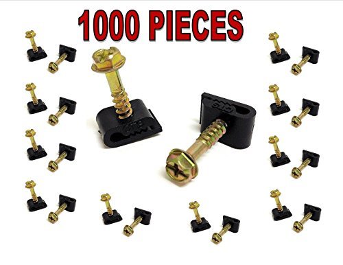 Product Cover 1000 Pieces Black Single Screw Flex Clips for RG59 RG6 CO AX SAT CABLE