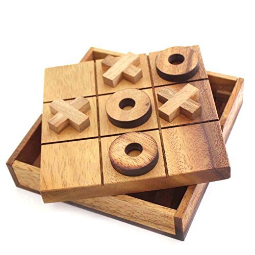 Product Cover BSIRI Tic Tac Toe Wooden Board Games Noughts and Crosses Family Brain Teaser Puzzle