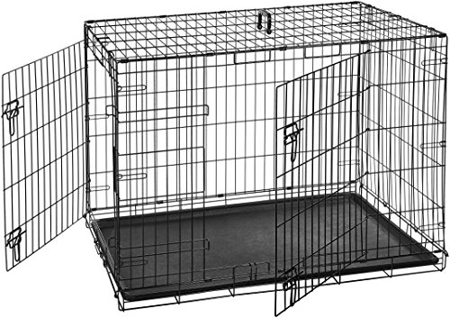 Product Cover AmazonBasics Double Door Folding Metal Dog Cage with Paw Protector (Large, 42x28x30 inch)