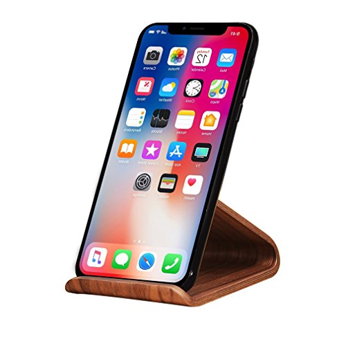 Product Cover SAMDI Wood Cell Phone Stand, Smartphone Wood Dock for iPhone 7 8 X Plus, Samsung Galaxy S5 S7 S6, Android - (Black Walnut)