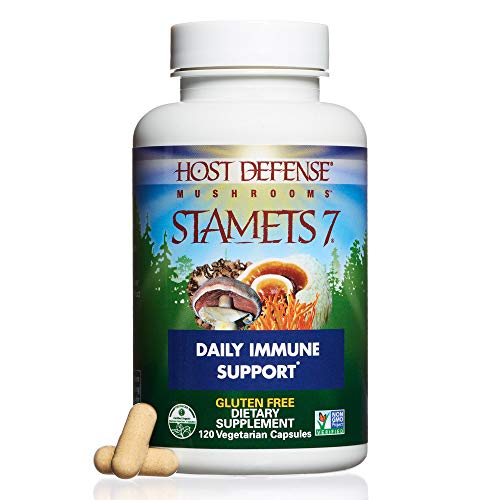 Product Cover Host Defense - Stamets 7 Multi Mushroom Capsules, Supports Overall Immunity by Promoting Respiration and Digestion with Lion's Mane, Reishi, and Cordyceps, Non-GMO, Vegan, Organic, 120 Count