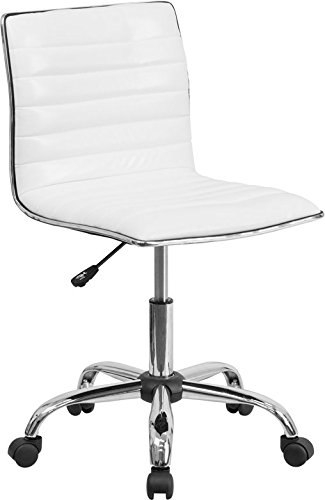 Product Cover Flash Furniture Low Back Designer Armless White Ribbed Swivel Task Office Chair