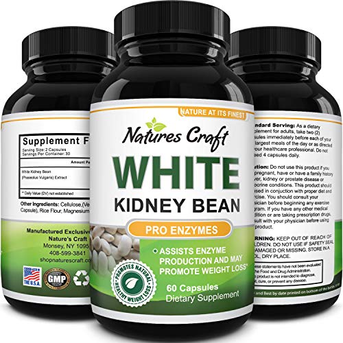 Product Cover Pure White Kidney Bean Extract Effective and Optimized for Weight Loss - Carb Blocker and Prevents Fat from Forming - USA Made by Natures Craft