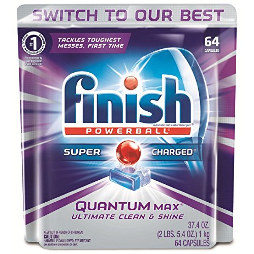 Product Cover Finish Quantum Max Powerball, 64ct, Dishwasher Detergent Tablets, Ultimate Clean & Shine