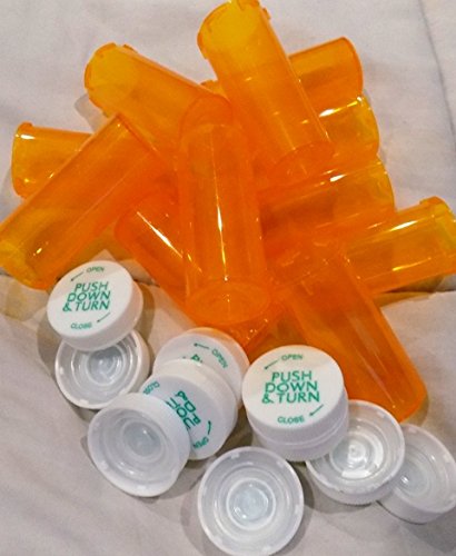 Product Cover Plastic Prescription Vials/Bottles 25 Pack w/Caps 8 Dram Size-New