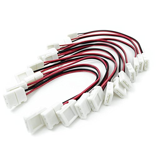 Product Cover HitLights LED Light Strip Connector, 8mm Single Color 3528 - 6 Inch Any Angle Strip to Strip, 12 Pack