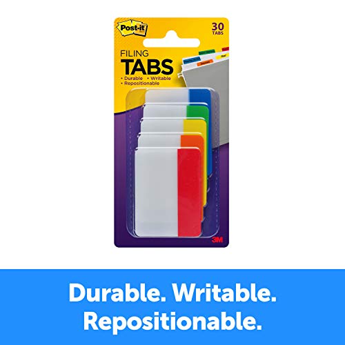Product Cover Post-it Tabs, 2 in, Solid, Assorted Colors, Sticks Securely, Removes Cleanly, Great for Binders, Notebooks and File Folders, 6 Tabs/Color, 5 Colors, 30 Tabs/Pack, (686-ROYGB)