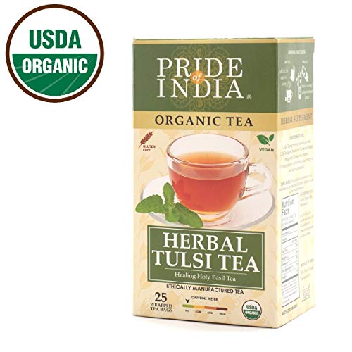 Product Cover Pride Of India Organic Tulsi Herbal Tea, 25 Tea Bags, Decaf